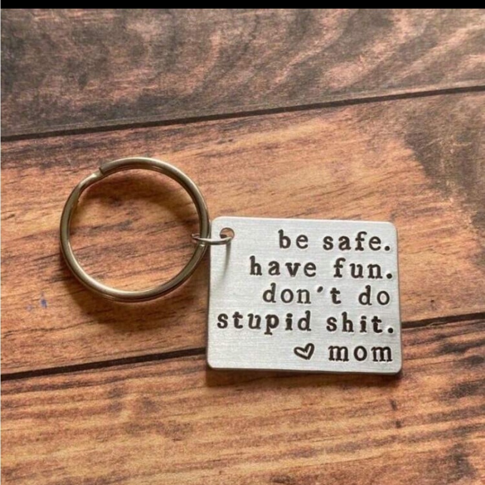 Engraved Silver Keychain with Heartfelt Message From Mom